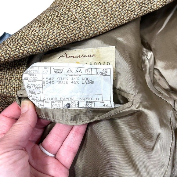 JOSEPH ABBOUD Mens Sz 42 Long Tweed Wool Silk Blend Blazer Sports Jacket Vintage - Picture 12 of 12